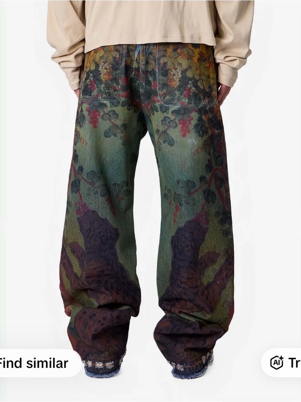 MNML Ultra Baggy Leopard Denim Jeans 34 - Picture 2 of 8
